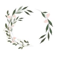 Round frame made of pink flowers. Poppies vector stock illustration. A gentle invitation card for a wedding. An element for postcards, a poster to save a date or a greeting design.