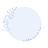 Winter vector stock illustration. Round frame for a wedding invitation. The tender branches are covered with frost. Winter background for advertising. Scene. Isolated on a white background.