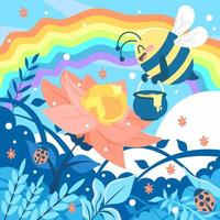 miel de abeja en primavera vector