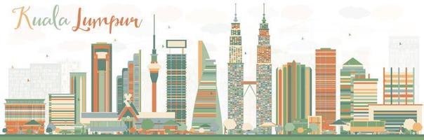 Abstract Kuala Lumpur Skyline with Color Buildings. vector