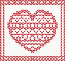 Knitted vector pattern with red heart.