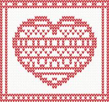 Knitted vector pattern with red heart.