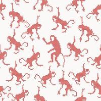 Knitted seamless pattern with monkey. vector