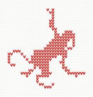 Knitted pattern with monkey. vector