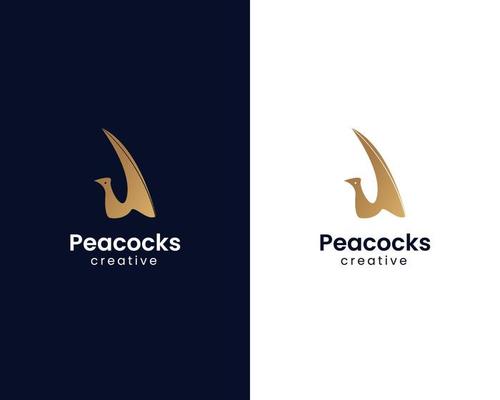 Peacock bird logo design with beautiful shape