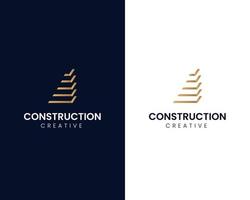 diseño gráfico vectorial de ilustración de logotipo de construcción en estilo de arte de línea. bueno para marca, publicidad, bienes raíces, construcción, casa, hogar vector