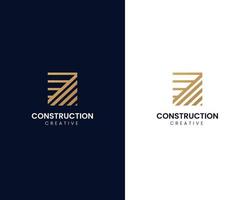 diseño gráfico vectorial de ilustración de logotipo de construcción en estilo de arte de línea. bueno para marca, publicidad, bienes raíces, construcción, casa, hogar vector