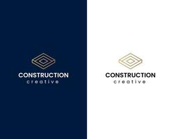 diseño gráfico vectorial de ilustración de logotipo de construcción en estilo de arte de línea. bueno para marca, publicidad, bienes raíces, construcción, casa, hogar vector