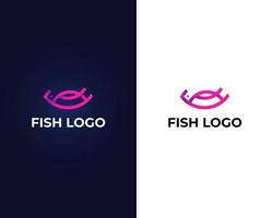 letter h with fish logo design vector template
