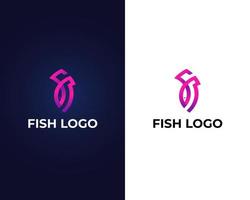 letter f with fish logo design template vector