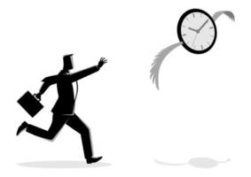 Businessman chasing a flying clock vector
