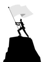 Businessman holding a flag on top of rock vector