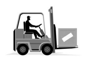 Man driving a forklift vector