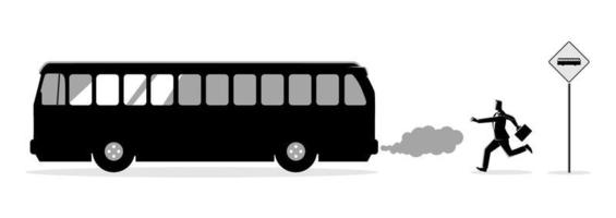 Businessman chasing the bus vector