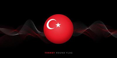 Ilustración de vector de bandera redonda de Turquía con diseño de fondo abstracto. día de la independencia de turquía.