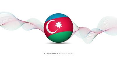 Azerbaijan round flag vector illustration with waving lines background. Azerbaijan Independence day.