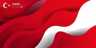 Waving Red and white abstract background design. Turkey Independence day. vector