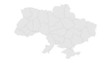 mapa detallado de ucrania y la península de crimea con regiones sobre un fondo blanco. vector