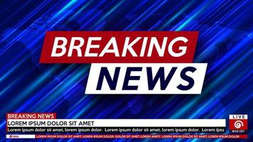 Screen saver on breaking news background. Urgent news release on television. Breaking news live on world map background. vector