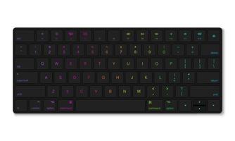 Gaming keyboard with RGB light effect isolated on white background, vector illustration