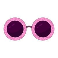 Round red sunglasses with marble frames. Trendy purple lenses with vintage pink mosaic eyeglasses elegant retro design with realistic vector gradient