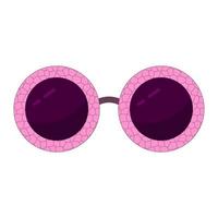 Round red sunglasses with marble frames. Trendy purple lenses with vintage pink mosaic eyeglasses elegant retro design with realistic vector gradient