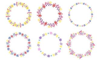 Doodle flower wreaths vector collection.