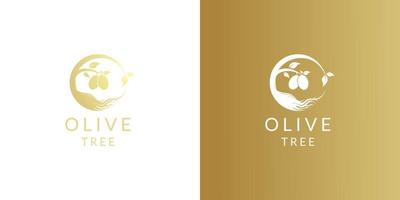 golden olive oil tree logo design vector