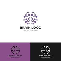 Dot Line Brain Logo Template vector