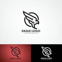 abstrak Eagle terbang logo, ruang negatif kepala elang terbang logo vector