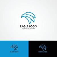 logotipo de terbang de águila abstrak, logotipo de terbang de ruang negatif kepala elang vector