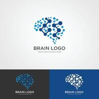 plantilla de logotipo de cerebro de línea de puntos vector