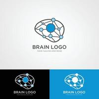 Dot Line Brain Logo Template vector