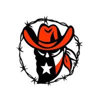 texan outlaw bandera de texas icono de alambre de púas vector