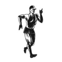 Race Walking Side Scratchboard vector