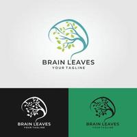 Crecimiento del logotipo del cerebro combinación del logotipo del cerebro con el logotipo del árbol vector