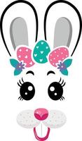 The face of the Easter bunny with a wreath of eggs vector