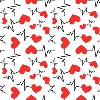 Seamless pattern with heart icon with heartbeat symbol