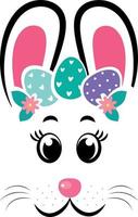 The face of the Easter bunny with a wreath of eggs vector