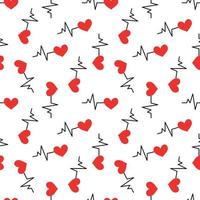 Seamless pattern with heartbeat symbol vector
