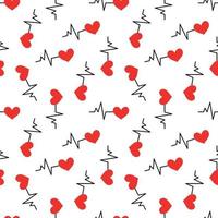 Seamless pattern with heartbeat symbol vector