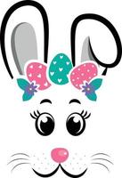The face of the bunny with a wreath of eggs. Easter bunny face vector