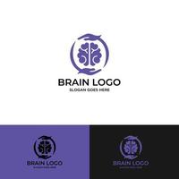 plantilla de logotipo de cerebro de línea de puntos vector