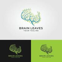 Crecimiento del logotipo del cerebro combinación del logotipo del cerebro con el logotipo del árbol vector