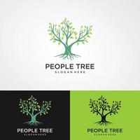 people tree icon with green leaves - eco concept vector. This graphic also represents environmental protection, nature conservation, eco-friendly, renewable, sustainability, loving nature vector