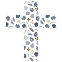 Easter cross with eggs and flowers vector