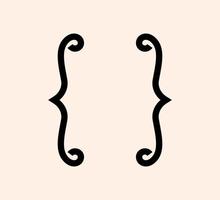 Curly braces punctuation mark black icon. Vintage parenthesis brackets symbol for typing or typography. Ornament and vector eps isolated design element concept for messages and quotes