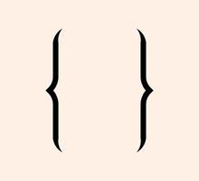 Curly braces punctuation mark black icon. Vintage brackets symbol figure for typing or typography. Ornament and vector eps isolated design element concept for messages and quotes