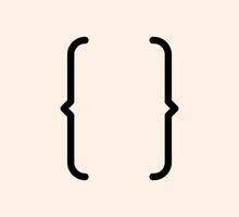 Curly braces punctuation mark black icon. Vintage elegant brackets symbol for typing or typography. Ornament and vector eps isolated design element concept for messages and quotes