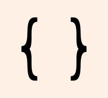 Curly braces punctuation mark black icon. Vintage brackets symbol for typing or typography text frame. Ornament and vector eps isolated design element concept for messages and quotes